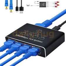 RJ45 Gigabit Ethernet Splitter 1000Mbps LAN Network Internet 1 to 4 Out Adapter