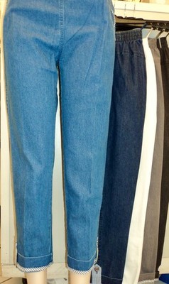 Damen Sommer 7/8 Schlupfjeans Stretch Caprihosen Bequem Sitzend Elastischer Bund