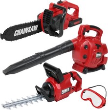 Power Garden Tools Set for Kids Battery Operated Toy Leaf Blower Hedge Trimmer