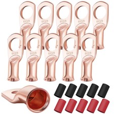 XHF 10PCS 6 AWG-3/8 Heavy Duty Battery Lugs with 3:1 Heat 6AWG-3/8 M10 Ring