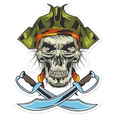 Pirate Skull Swords - Vinyl Decal Sticker - Car Window Laptop - ebn11438