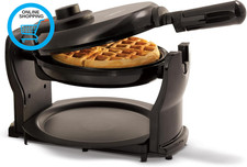 Image of Classic Rotating Belgian Waffle Maker with Nonstick Plates, Removable Drip Tray,
