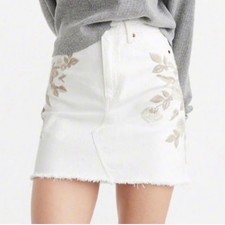 Abercrombie  Fitch Zoe Vintage A-Line Skirt White Embroidered 24 00R