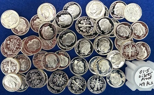 2001-S Roosevelt DCAM Proof Silver Dimes Short Roll (49 Pieces)