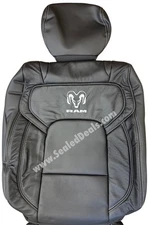 Black Leather Seat Covers for 2019-25 Ram Crew Cab Big Horn 1500 w/ Logo