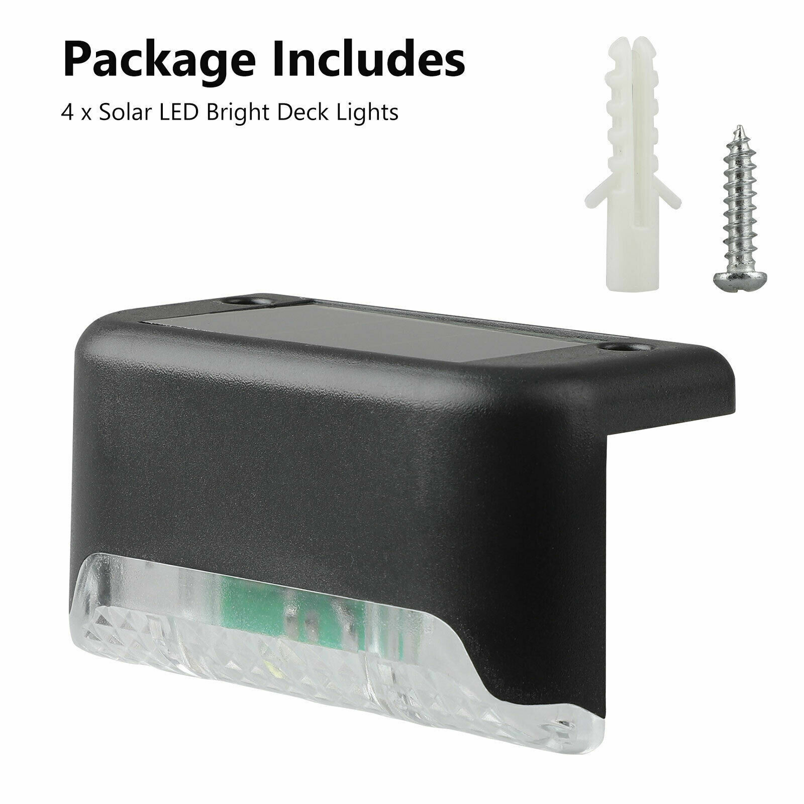 4 Solar LED Bright Deck Lights Outdoor Garden Patio Railing Decks Path Lighting