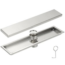 Rectangular Shower Drain Odor-proof Floor Drain 16Inch Bright Silver