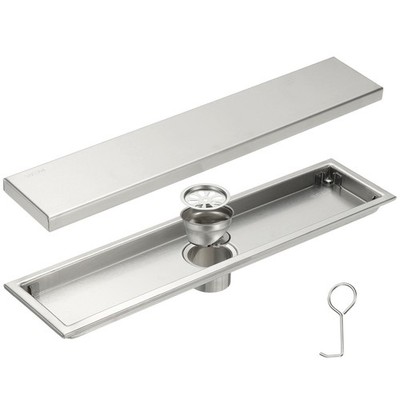 Rectangular Shower Drain Odor-proof Floor Drain 16Inch Bright Silver
