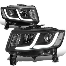 Led Drl Projector Headlight Pair For 14-16 Jeep Grand Cherokee Black Clear