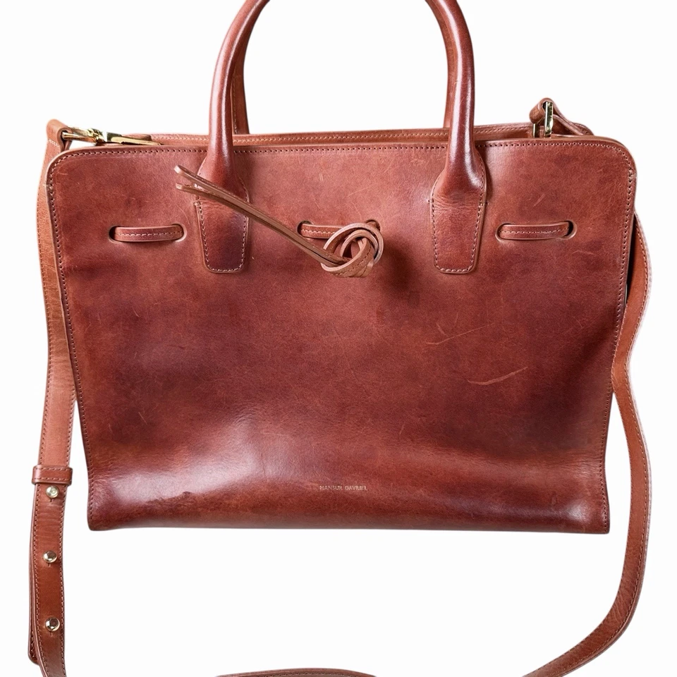 Mansur Gavriel Bolso de Mano Marrón Asa Superior Cartera Bolso de Mano Cuero con Correa Foto 2 de 4