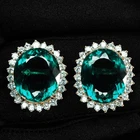 Invaluable Teal Green Tourmaline 43.80ct 925 Sterling Silver Rose Gold Earrings