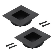Stainless Steel Square Recessed Flush Pull Handles 2.4x2.4" Matte Black 2 Pcs