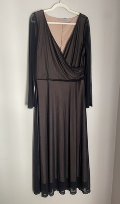 Newport News Maxi Dress 18 Black Mesh Overlay Sheer Holiday Witch Whimsigoth