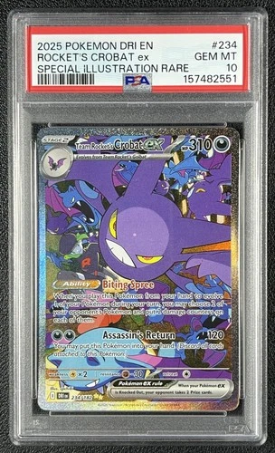TEAM ROCKET'S CROBAT EX PSA 10 2025 POKEMON DESTINED RIVALS #234/182 SIR 2551