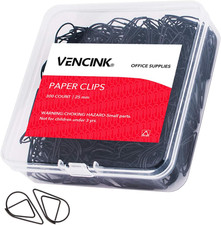 Black Cute Drop-Shaped Paper Clips, 1 Inch, 300 Pieces