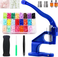 Hand Press Snap Machine with Size 20 Dies Set and 24 Size 384 Sets Colorful Orig