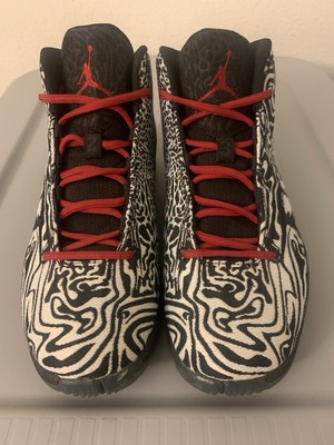Air Jordan Retro Basketball Shoes Zebra Print Red Accents Flight