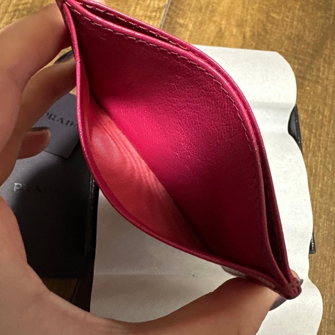 PRADA Saffiano Leather Card Case Pink Goat Leather Compact Wallet thumbnail 8