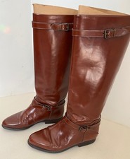 Vintage 1970s Saks Fifth Avenue Brown Leather Riding Boots Made in Italy Size 7