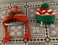 Vibrant Life Dog Knit Hats XS Extra Small to Small Fair Isle Red Green Stripes 