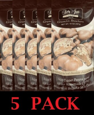 BETTY JANE CANDIES Gremlin Snackers Topper Pecans Caramel Chocolate 14 oz 5 PACK