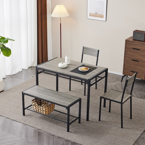 Kitchen Table 2 Chairs for 4 with Bench 4 Piece Dining Table Set for Small Space - Picture 8 of 34