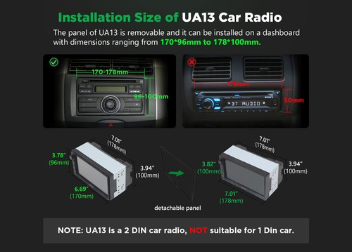 CAM+DVR+OBD+Universal 2DIN 7" Car Stereo Receiver Android 13 GPS WIFI Head Unit - Picture 17 of 19