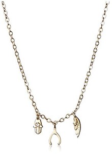 Authentic Jules Smith Gold Plated Hamsa Angel Wing Micro Triple Charms Necklace NWT