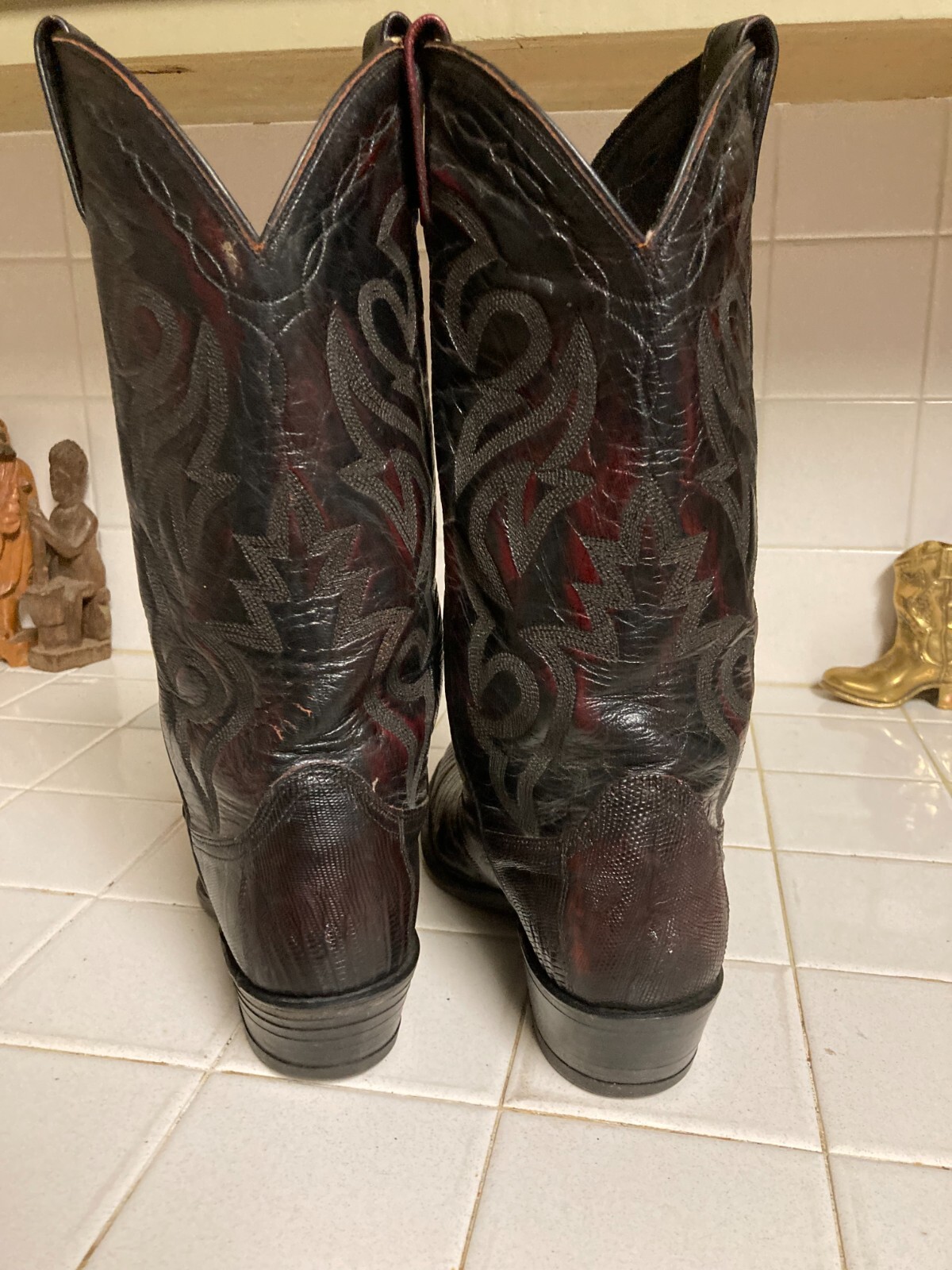 DAN POST BLACK CHERRY LIZARD LEATHER WESTERN COWB… - image 7