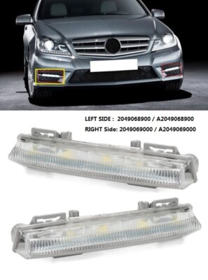 Left Right LED Daytime Running Lights DRL Fog Lamp Compatible With Mercedes C E SLK Class W204 S204 C180 C200 C220 C250 C300 C320 2007-2014 (Pair - Foto 3