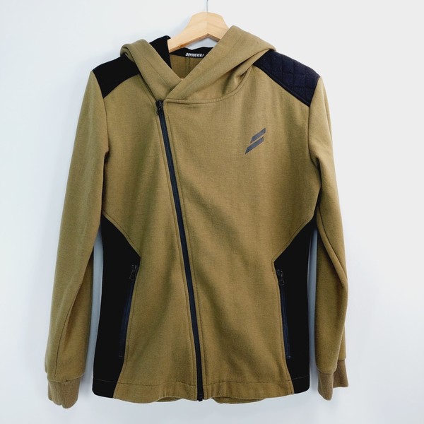 Doyoueven Hoodie Jumper Womens Size M Olive Green DYE Fitness Active Zip