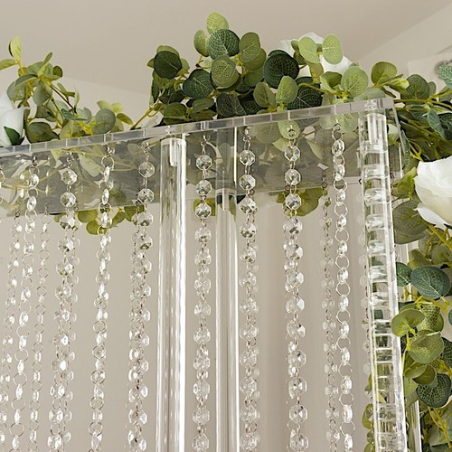 Clear 40x40 in Rectangle Acrylic STAND Hanging Crystal Beads Party Decorations - Picture 6 of 9