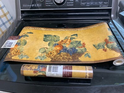 2 lot rolls  RAYMOND WAITES fruit basket Wall paper Border wallborder  15ftx9''