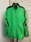 Adidas Men's Green Windbreaker Jacket Medium Hidden Hood 100% Polyester Vintage