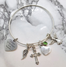 A piece of my heart is in heaven - Memorial Bracelet for loss of Dad Father