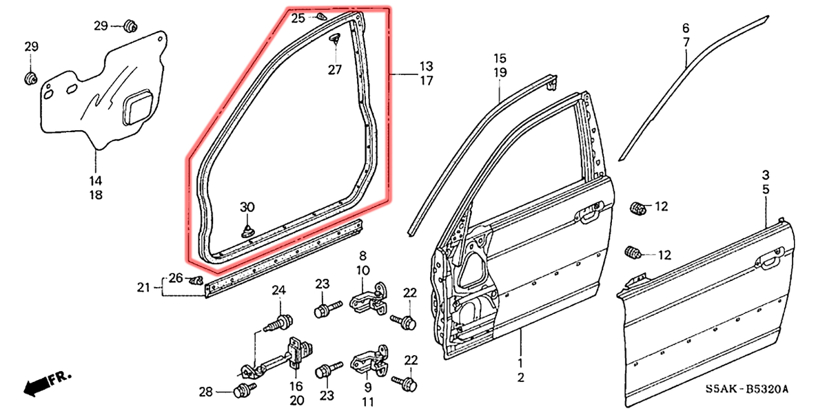 Honda OEM 04-05 Civic Front Door-door Weather Strip Right