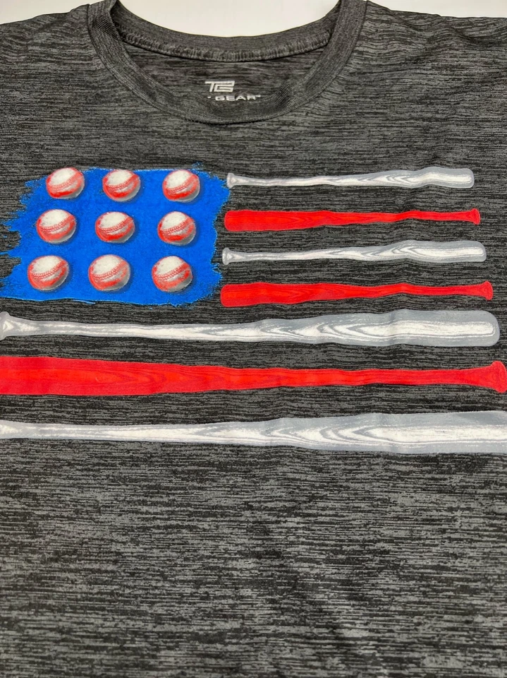 Tek Gear Heathered 灰色 T 恤美国棒球运动衬衫男孩尺寸 XL — 第 3/4 张图片