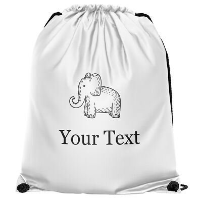Personalised Elephant Drawstring Bag Sketch Back to School Kids PE Kit  After UK