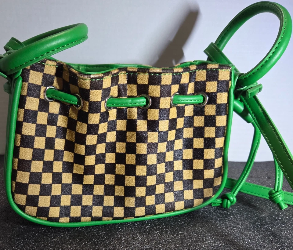 Bolso de mano retro con cordón tejido suave de cuero sintético con correa para el hombro