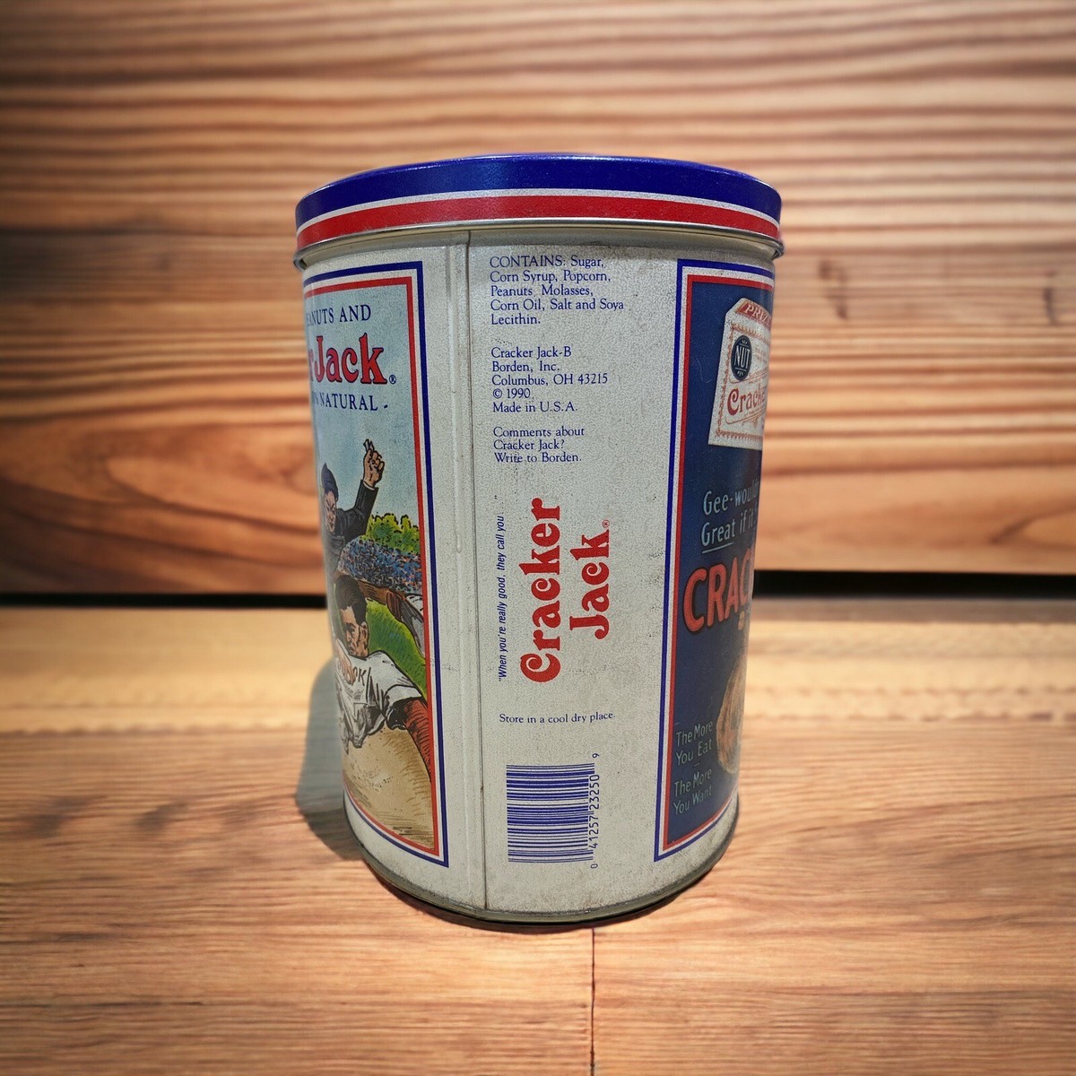 Vintage CRACKER JACK Tin Can 11oz Limited Edition 1990 Decor Retro
