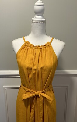 NEW GAP Factory Women's Linen High Neck Halter Tie Dress Gold Size M TALL  NWT | eBay