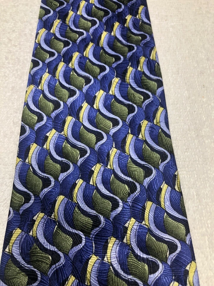 J FERRAR CORBATA HOMBRE VERDE AMARILLO GRIS AZUL 4 X 61 Foto 3 de 4