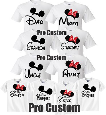 Mom And Dad Family Mickey Minnie Head Disney Birthday Customized WHITE T-Shirts 