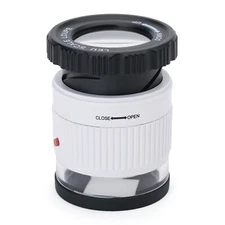 Scale Loupe 30X Adjustable Magnification Magnifier Metal Cylinder Type Mirror UV