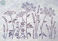 Wild Meadow 2 Cow Parsley, 3 sizes STENCIL WM2  Flowers Leaves Floral, 250 MYLAR