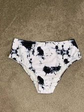 Bikini Tankini Bottom Swimsuit Women's 2XL Black White Tie Dyed Hipster Silky