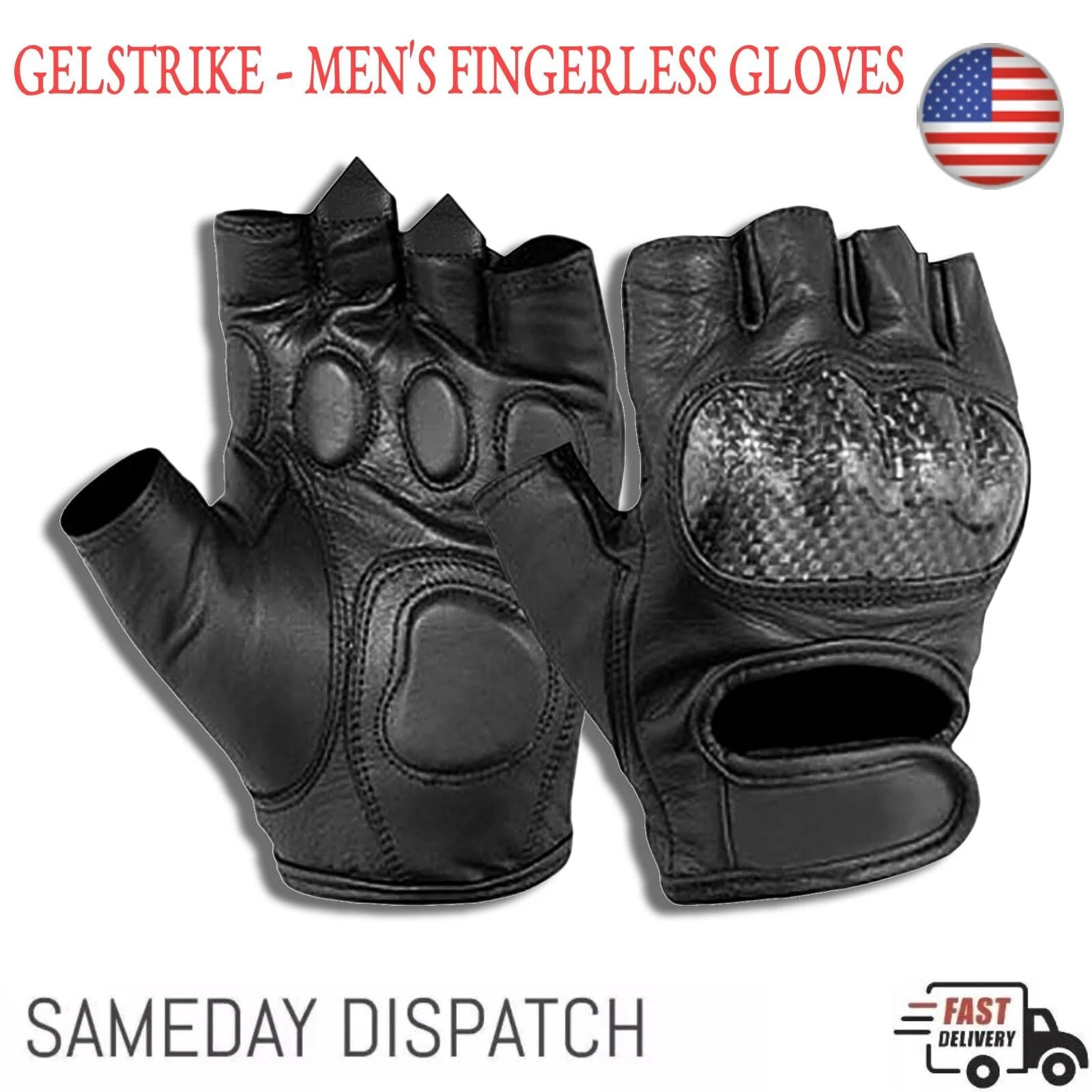 Men's Fingerless Biker Gloves Hard Knuckles Cowhide Leather Motorcycle Gloves
Opens in a new window