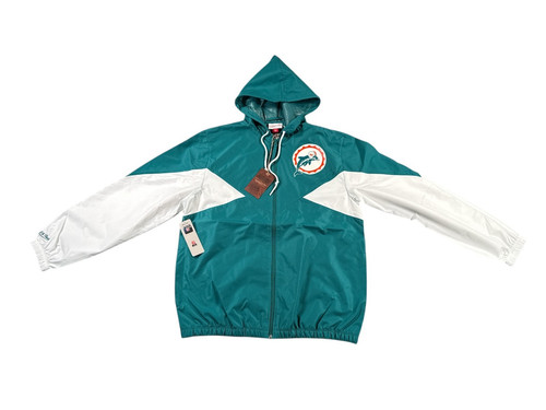 Mitchell Ness Miami Dolphins Windbreaker Jacket Mens Medium Colorblock Throwback