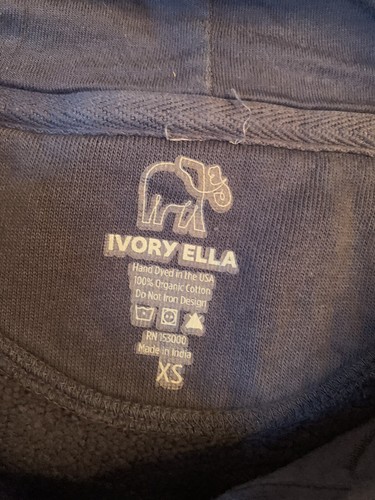Ivory Ella Elephant Hoodie Sweatshirt XS Colorful Back Graphic Blue Pullover - Picture 6 of 11