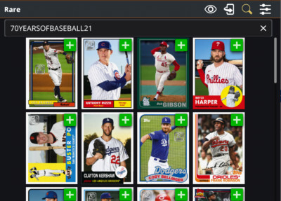 2021 Topps Bunt [DIGITAL] 70th Anniversary Celebration Rare Shop